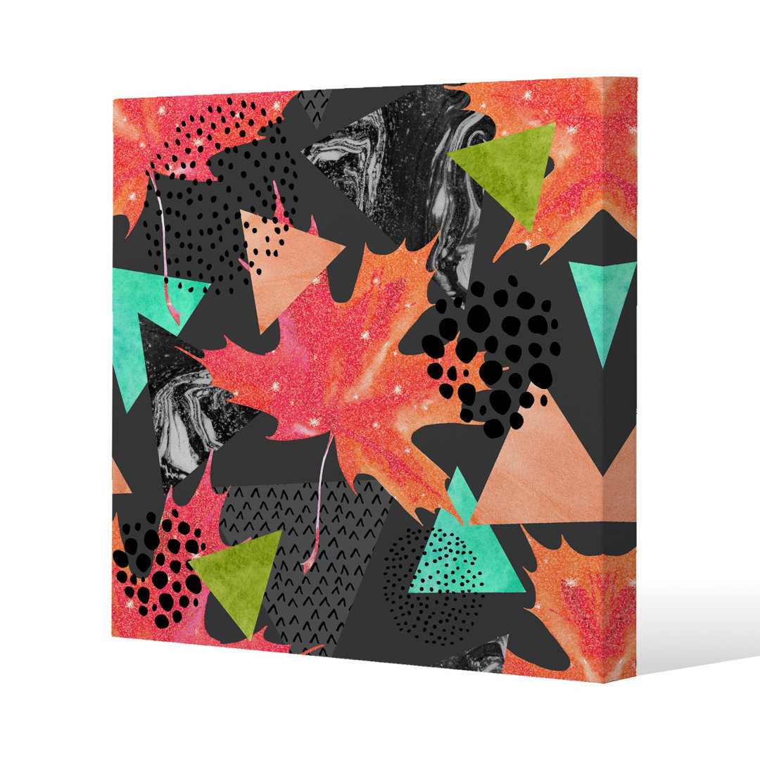 Maple Leaf Geometrics Slim Style Canvas Print , 15mm Slim Real wood.