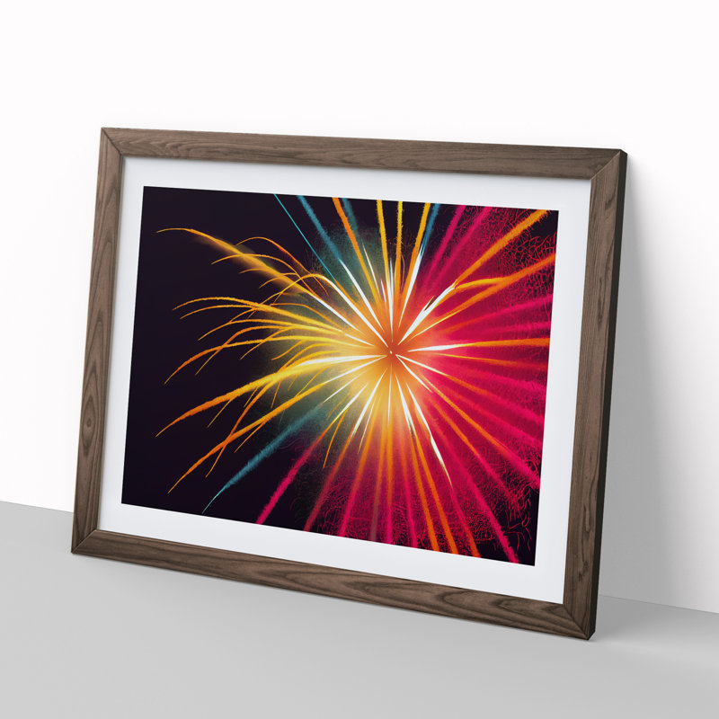 Handsome Fireworks - Single Picture Frame Print, 25cm H x 34cm W x 2cm D, Walnut Framed