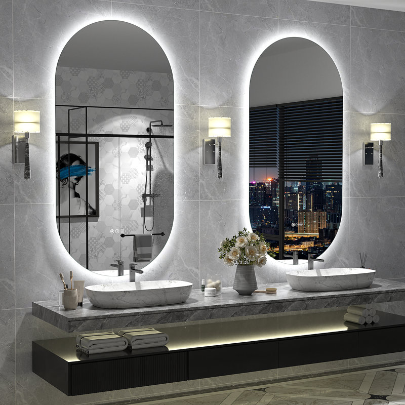 Aevar UL Certified LED Anti-Fog Tempered Glass Bathroom/Vanity Mirror with 3-Year Warranty, 48" x 24"