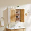 Armoire de salle de bain murale avec panneau de porte cannelé et tablette réglable, chêne blanc et naturel, 1 pièce-1011127682