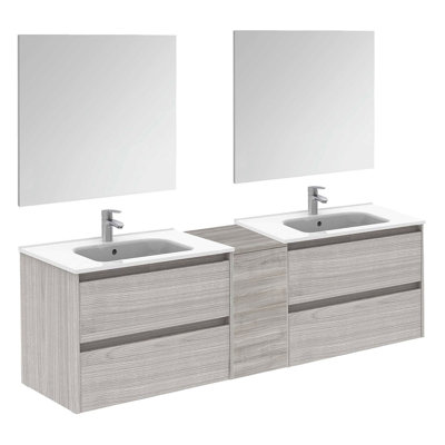 Ensemble de meuble-lavabo double mural 76 "avec miroir Evant