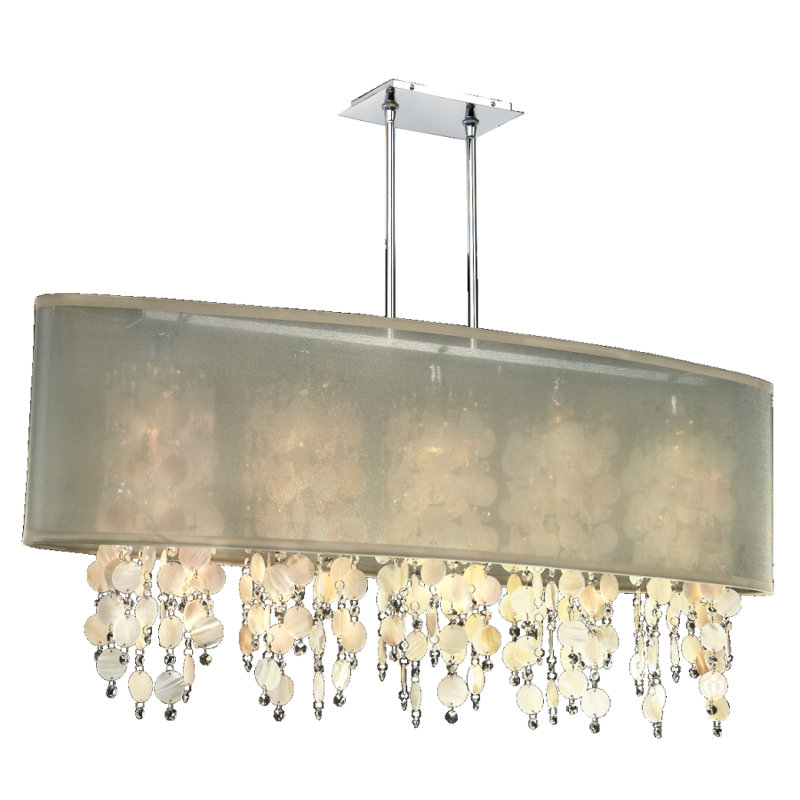 Luminaire suspendu linéaire à 5 lumières pour îlot de cuisine avec détails en cristal Kenlee, Taupe