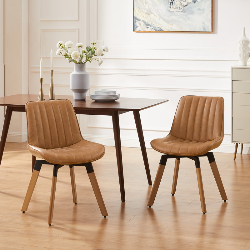 49cm H Tufted Upholstered Side Chair, Red Brown