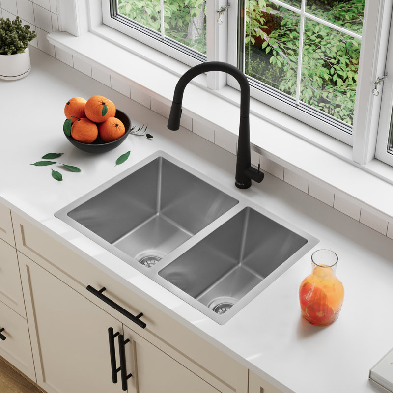 Évier de cuisine à double cuve en acier inoxydable 60/40