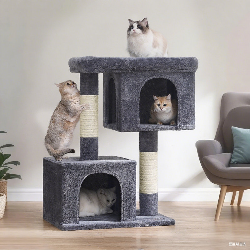 Arbre à chat Franjo, Gris fumé, H 39,8 po x l 34,6 po x P 22,4 po