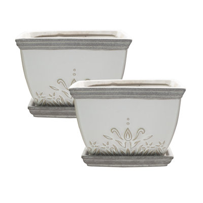 Brentwood Ceramic Planter with Saucer