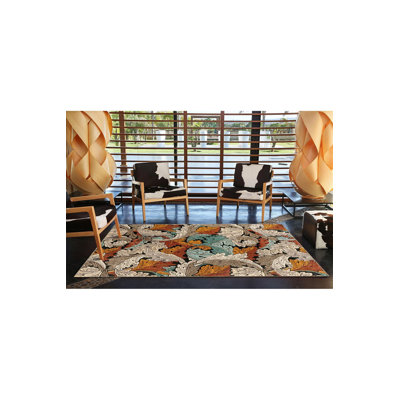 Leaf Modern Motif Patterned Woven Base Rug