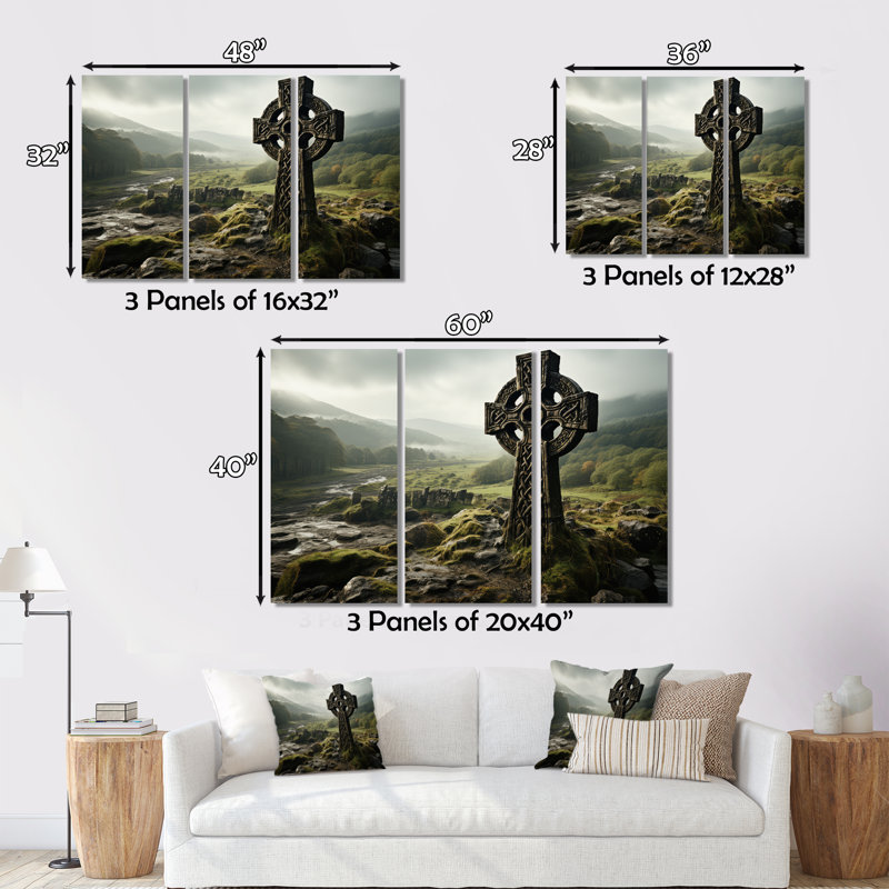 Irlande Celtic Harmony - Art mural Irlande, H 24 po x l 32 po x P 1 po, Encadrement argenté