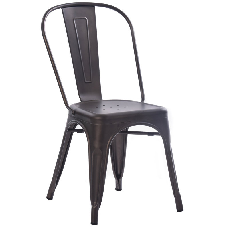 Outdoor Patio Dining Side Chair, Gunmetal Grey