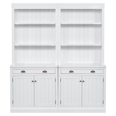 83.4"Tall Bookshelf Suite, Modern Bookcase Suite With LED Lighting,Doors And Drawers,2-Piece Set Storage Bookcase With Open Shelves For Living Room,Home Office