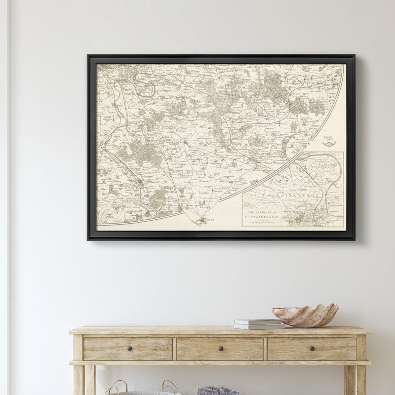 Carte de la ville de Chicago - reproduction d'art sur toile, Noir, H 18,5 po x l 24,5 po x P 1,5 po