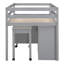 Lit mezzanine simple gris avec rangement pour bureau latéral et tablette, construction en bois massif durable pour rangement de tiroir fonctionnel - Design moderne-164381229-164381228