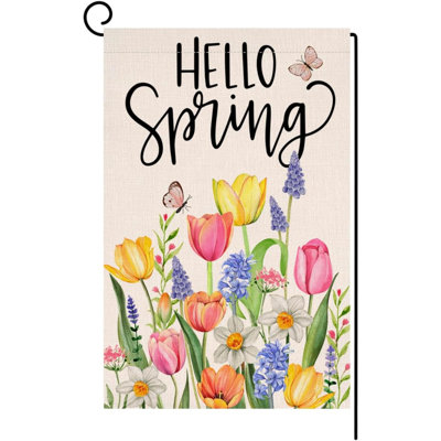 Spring Floral Garden Flag 12X18 Vertical Double Sided Colorful Flowers Butterfly Farmhouse Holiday Outside Decorations Burlap Yard Flag