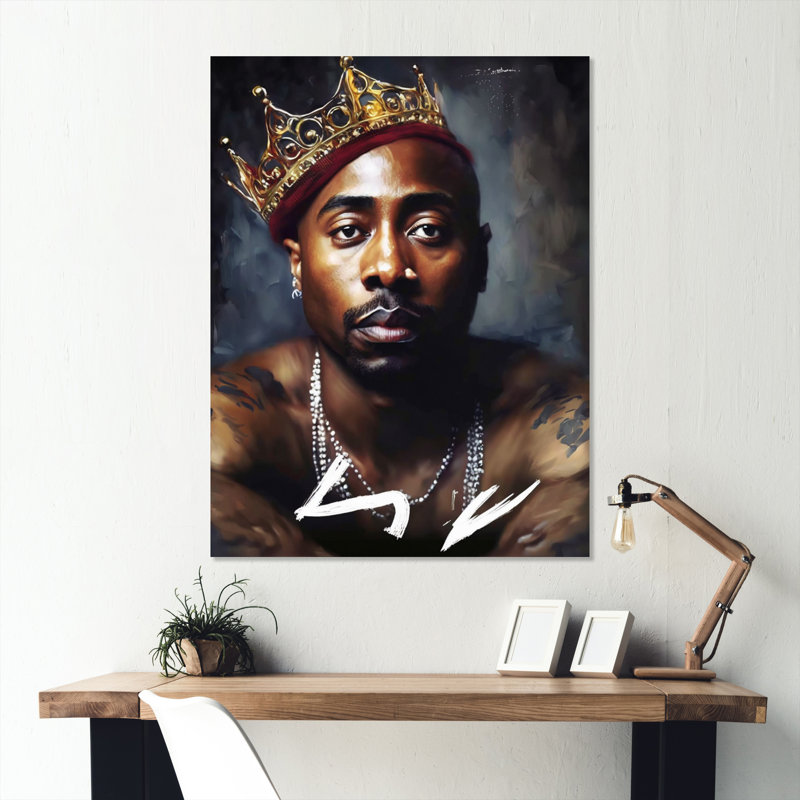 Célébrité Tupac King of Rap II - impression sans cadre sur métal, H 20 po x l 12 po x P 1 po