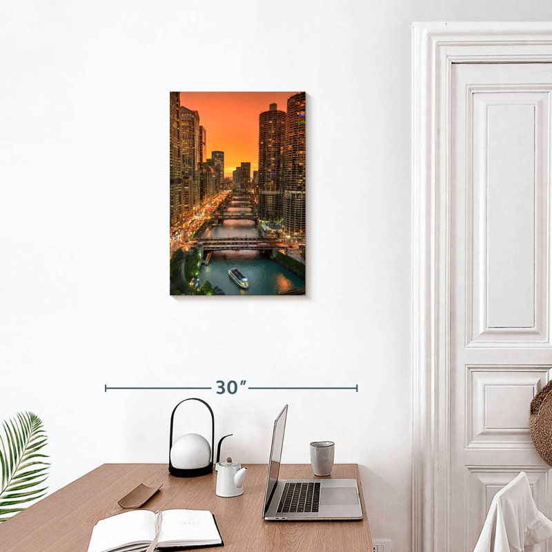 Aime Chicago River Sunset, 24" H x 16" W