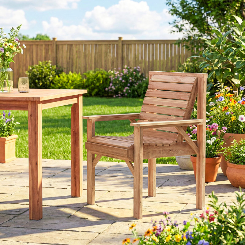 Patio Dining Armchair, Natural Wood