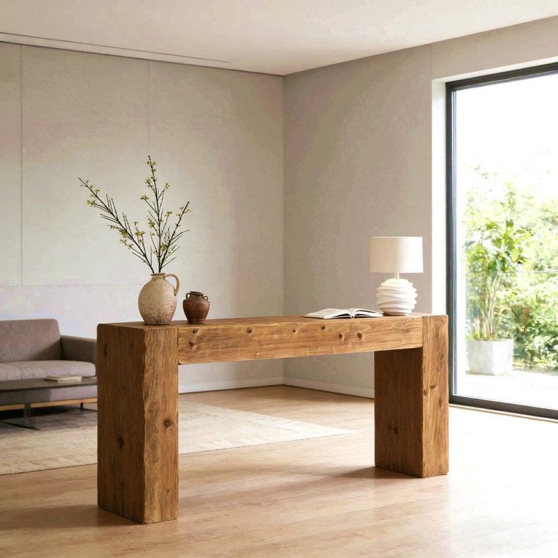 Versatile End Table,Compact Console Table,Wood Coffee Table, Brown