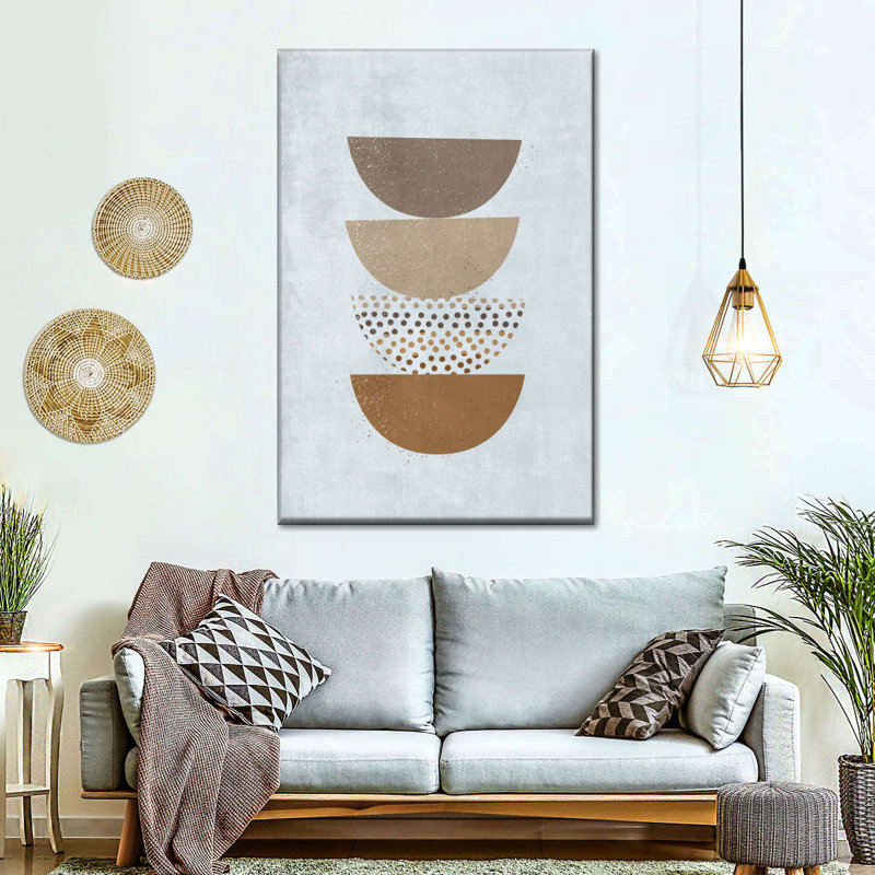 Abstrait demi-cercles sur toile, H 48 po x l 32 po x P 1,25 po
