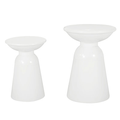 Contemporary Metal S/2 End Tables, Powder-Coated White With Chic Frame And Flared Pedestal Base For Hallway Organization Fashionable Table Pair, Long-Lasting Iron Attractive Feature Entryway Furniture