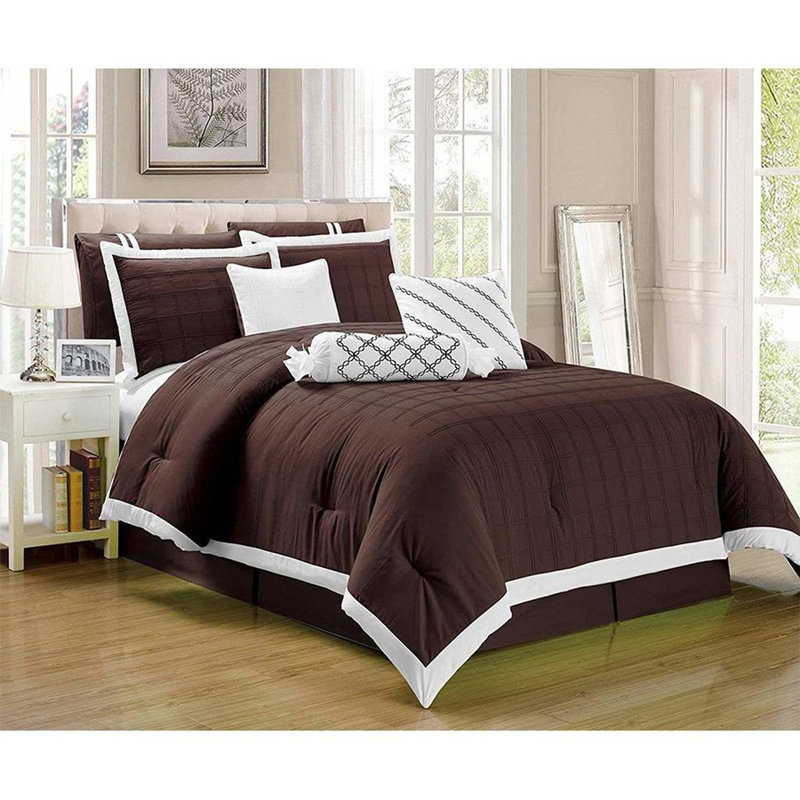 Dana Traditional Comforter, Brown, Cal KingFull Comforter + 8 Additional Pieces