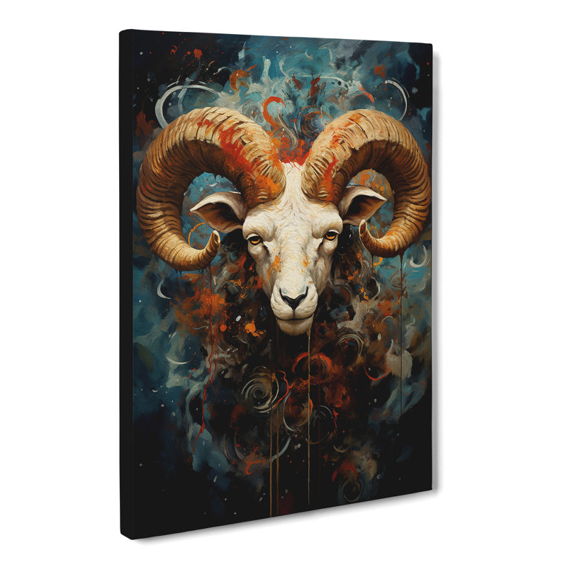 Aries Zodiac Expressionism - Print on Canvas, 50cm H x 35cm W x 3cm D