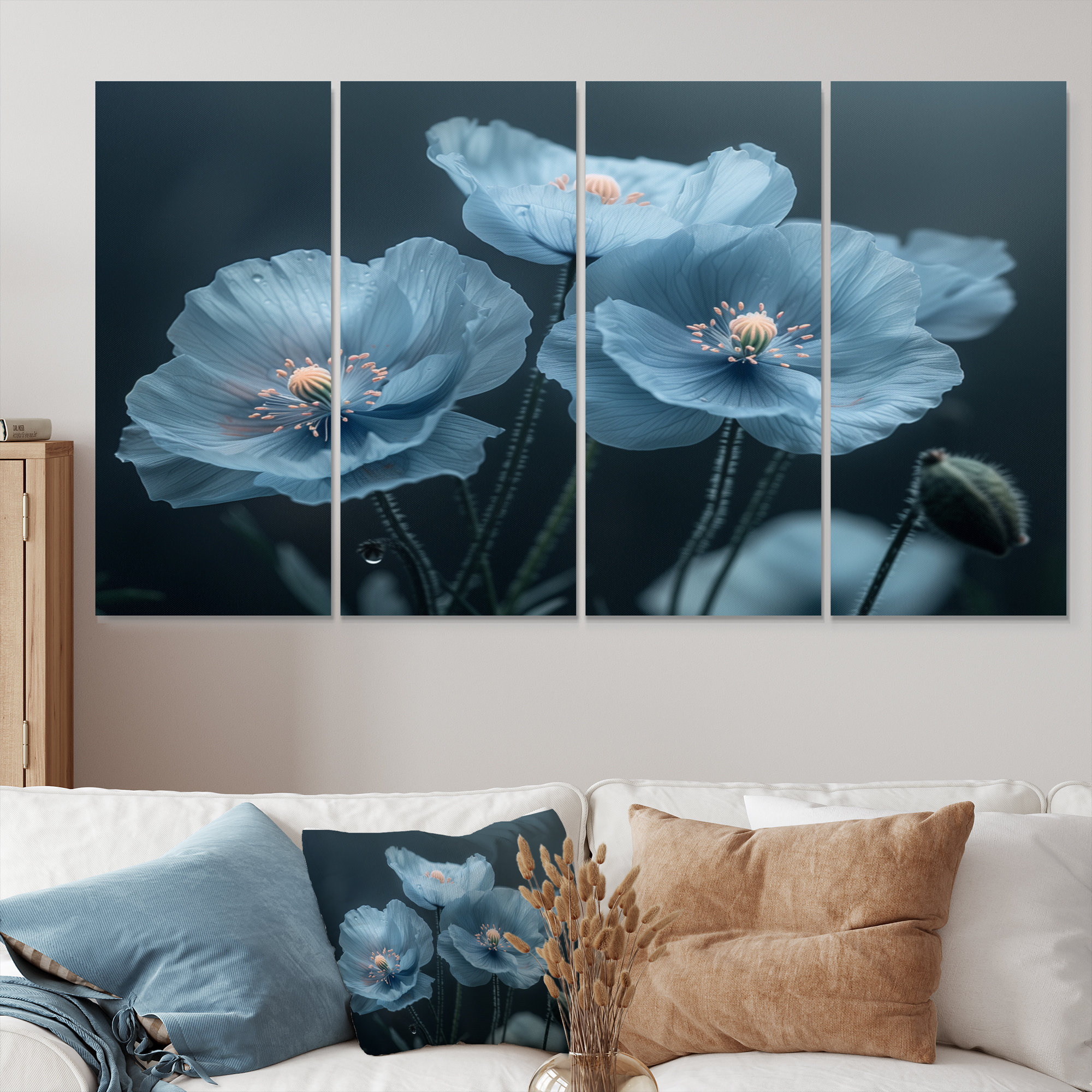 Design Art Blue Grey Ethereal Beauty Poppies III - Poppies Wall Art ...