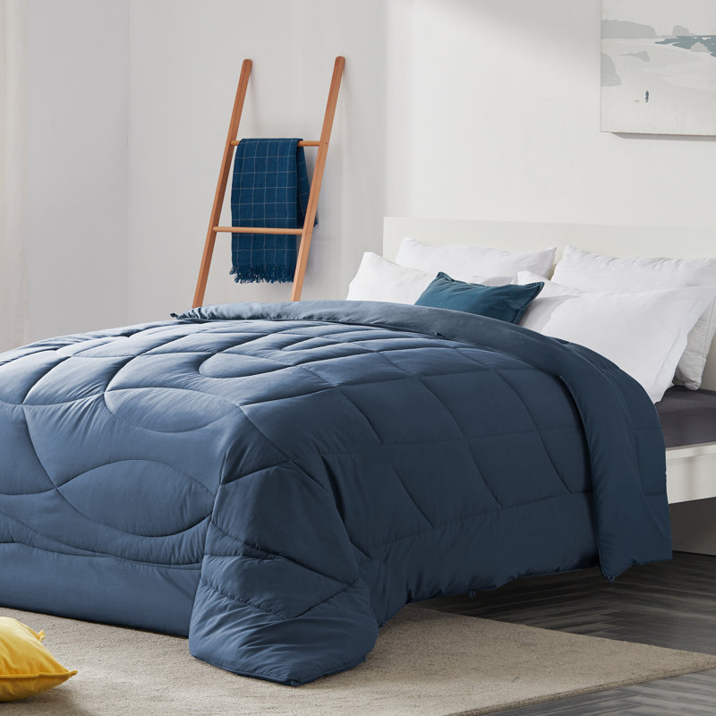 Box Stitch Comforter, Full/Queen Comforter, Flint Stone Blue