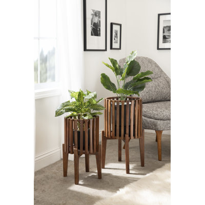 Ensemble de pots à fleurs en bois 2 pièces Ilke