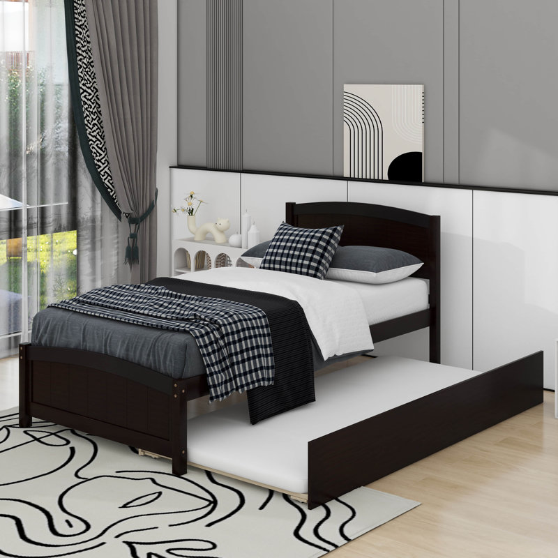 Lit plateforme simple avec lit gigogne, Espresso