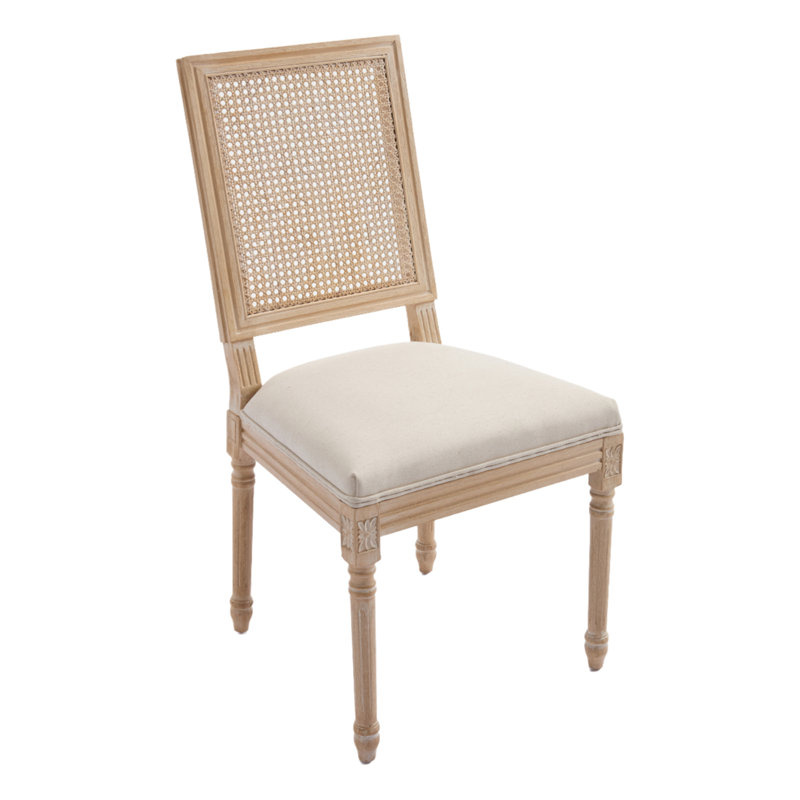 Ensemble de chaises de style champêtre français (2 chaises) avec dossier carré en rotin naturel