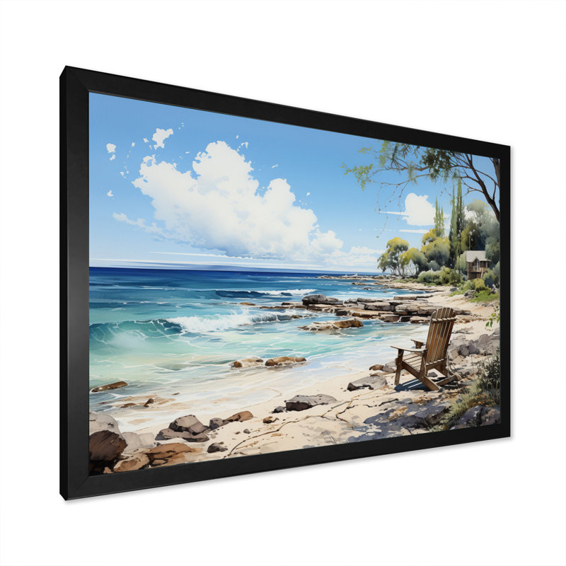 Seven Mile Beach IV - Imprimé, H 12 po x l 20 po x P 1 po, Cadre simple noir