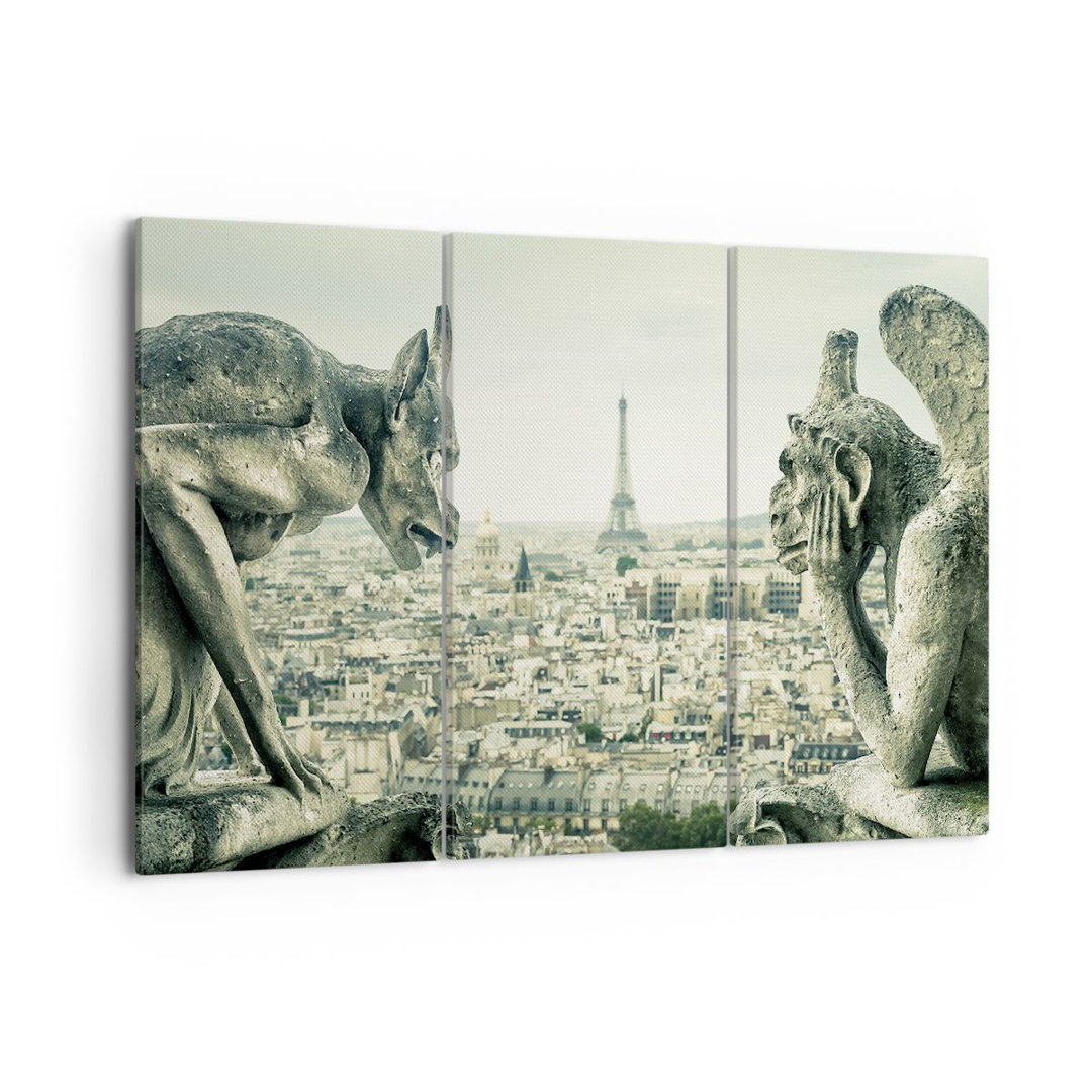 3-tlg. Leinwandbilder-Set Gargoyles Paris Notre-Dame