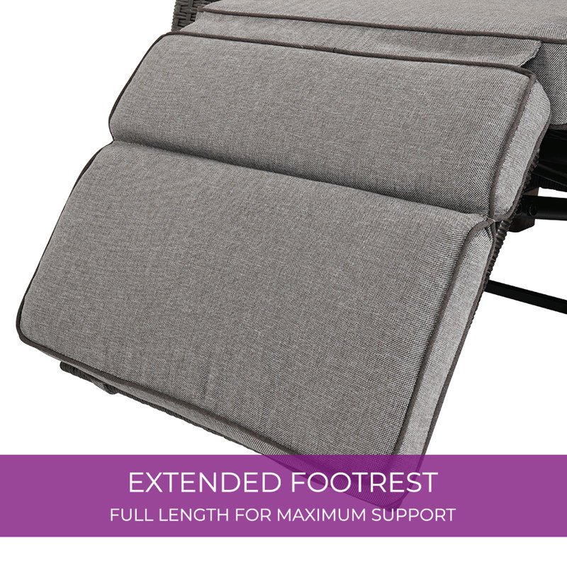 Moore Wicker Recliner Patio Chair with Cushions, Gray, Dark Brown