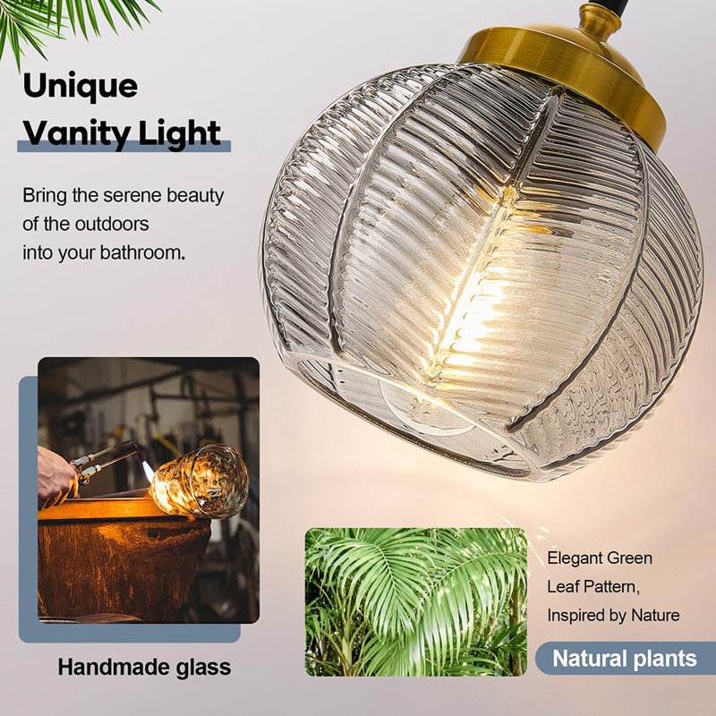 Lampe de salle de bain moderne à 3 lumières avec abat-jour en verre texturé pour miroir, couloir et salon, Verre fumé