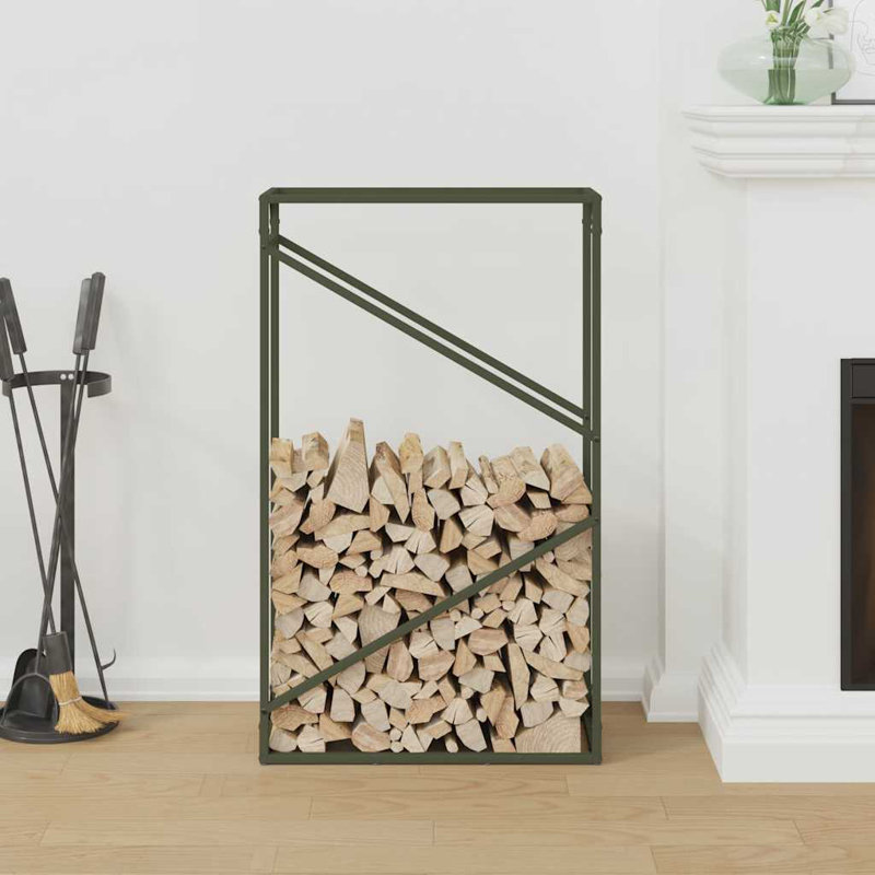 Support à bois de chauffage 23,6 x 9,8 x 39,4 po en acier laminé à froid, Blanc