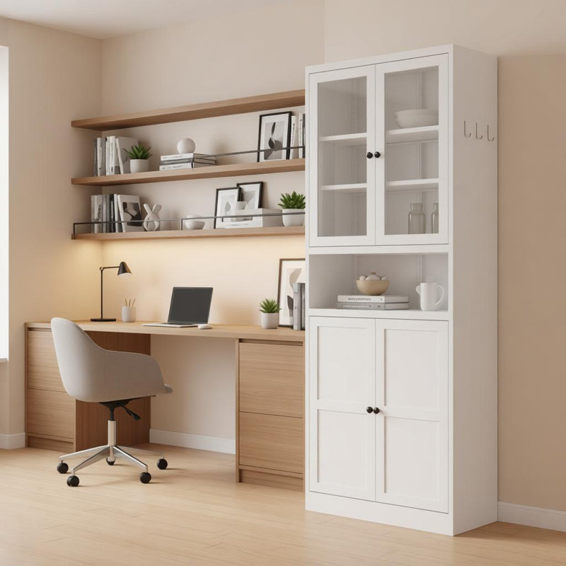Armoire de cuisine en métal - 72 po de hauteur avec tablettes réglables (blanc), structure en acier inoxydable robuste, armoire autoportante pour cuisine / garde-manger / salle de bain