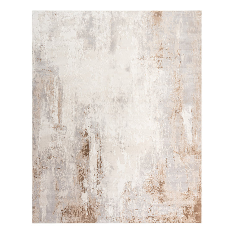 Mickle Verano Modern Abstract Beige Tan Cream High Low Easy Care Indooor Area Rug
