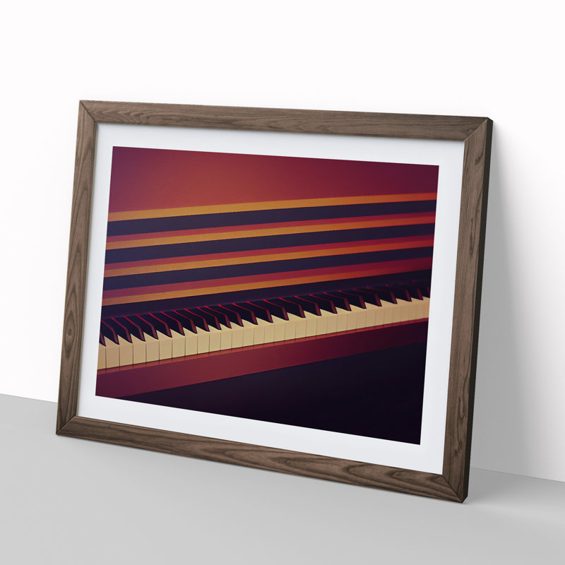 Piano Keys 1 Piece Single Picture Frame Wall Art, 46cm H x 64cm W, Brown