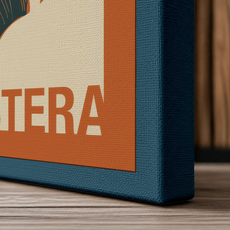 Monstera Leaf Study Botanical - Wrapped Canvas, 30x20 - 76.2 x 50.8 cm, Teal Border