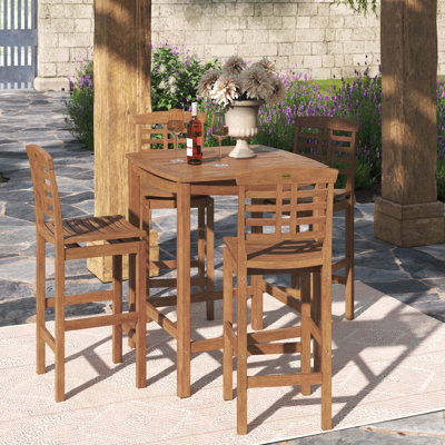 Benedetto 4 - Person Wood Patio Dining Set with Square Table