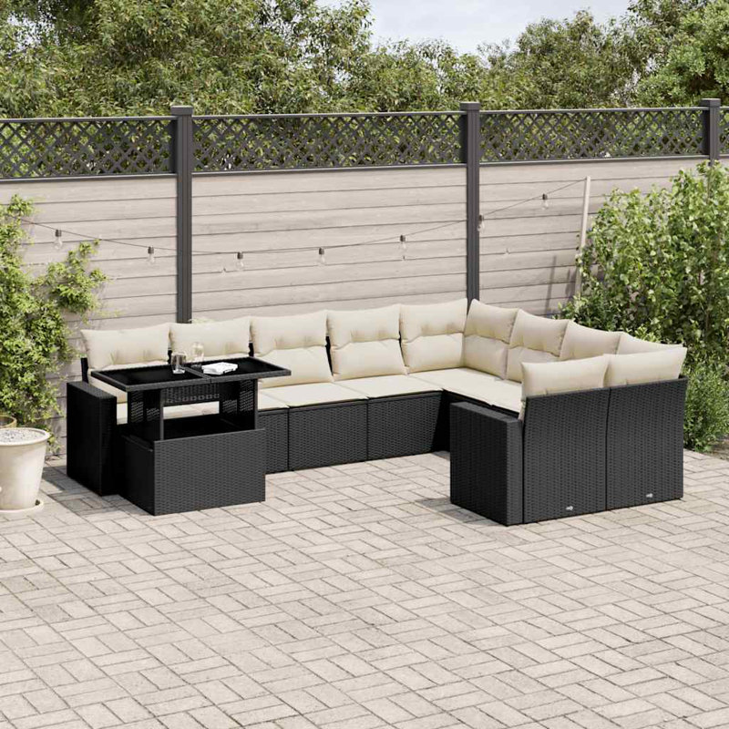 Ensemble de canapé de jardin Vidaxl noir, blanc crème