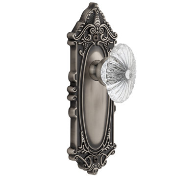 Grandeur Grande Victorian Plate Privacy with Burgundy Crystal Door Knob