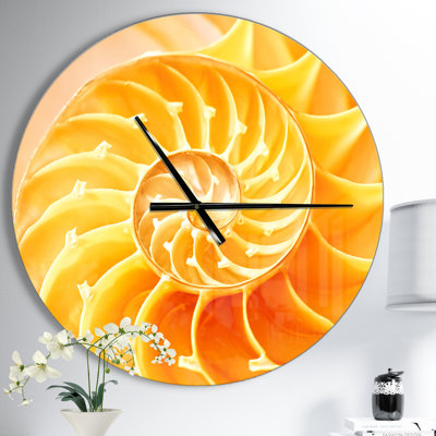 Yellow Nautilus Shell - Modern wall clock