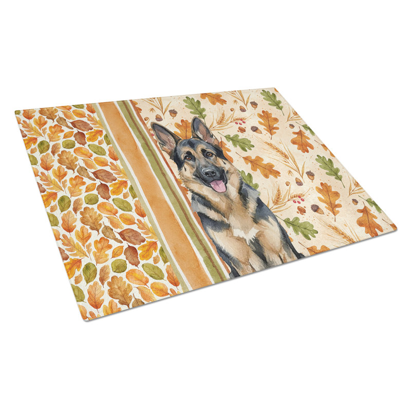 German Shepherd Heirloom Fall Glass Cutting Board