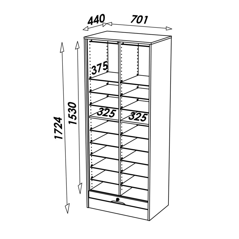 Cauley 1 -Door 20 -Shelf, White
