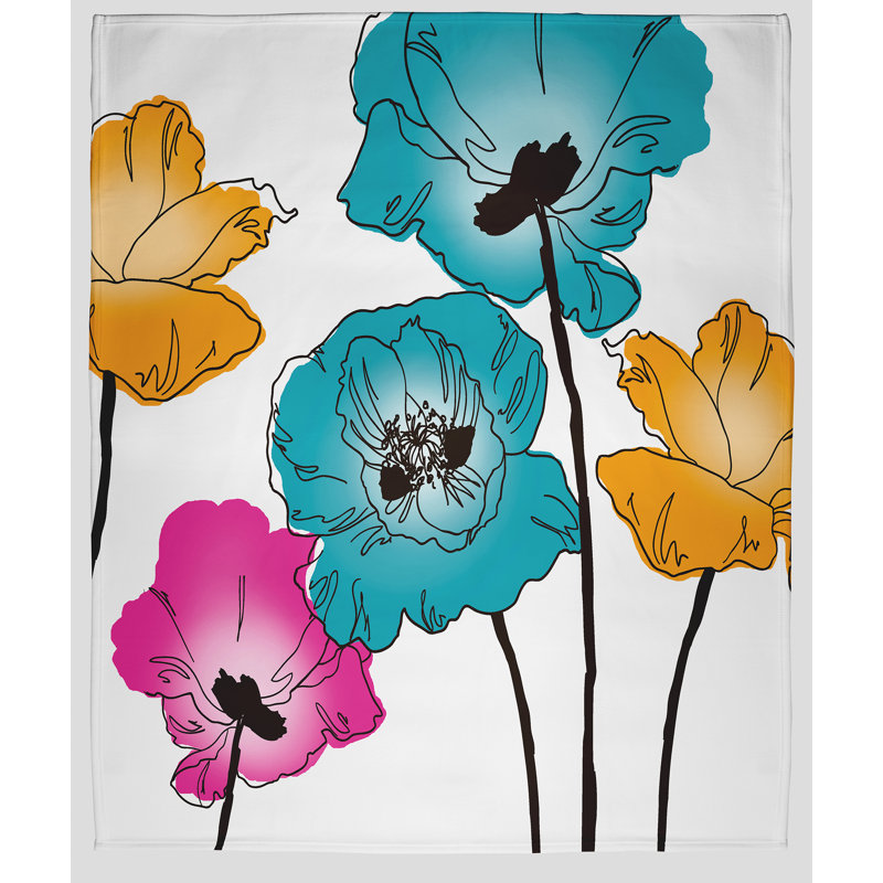 Couverture polaire Flora and Fauna, Bleu, L 60 po x L 80 po