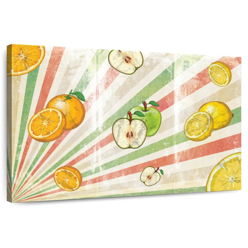 Yarlin Retro Sunburst Fruits, H 8 po x l 12 po