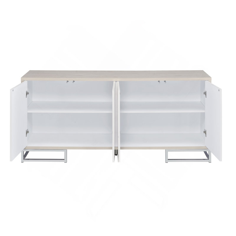 Armoire console Panos White Marcle Paint & Chrome, Blanc