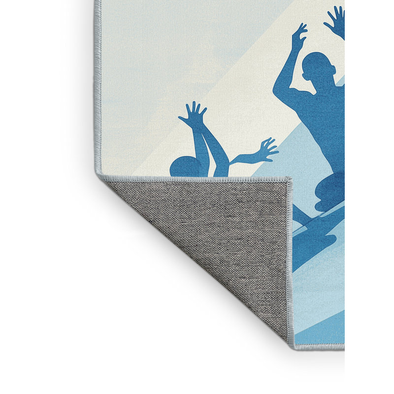Machine Washable Takengon Sitting Volleyball Minimalist Rug in Blue – SkyBlue Binding, 7x10
