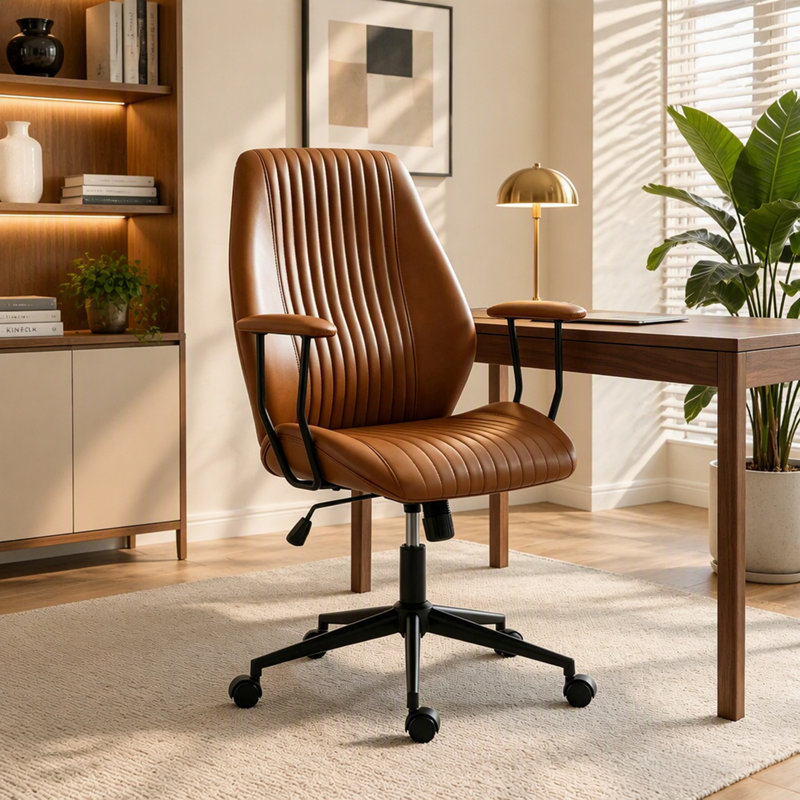 Fauteuil de direction avec siège à ressorts ensachés, hauteur et inclinaison réglables, Brun, Brun